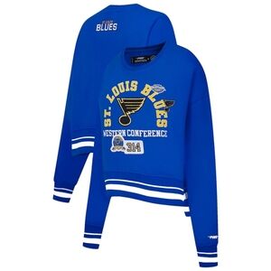 Pro Standard St. Louis Blues royal blue cropped pullover Sweatshirt top M nwt